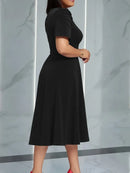 Vestido Moda Evangélica Com Modelagem Cintura - Midi