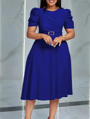 Vestido Moda Evangélica Com Modelagem Cintura - Midi