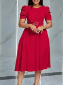 Vestido Moda Evangélica Com Modelagem Cintura - Midi