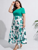 Vestido Estampa Floral e Cintura Marcada Plus Size - Annabelle lojasoeconomia