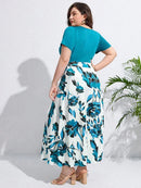 Vestido Estampa Floral e Cintura Marcada Plus Size - Annabelle lojasoeconomia