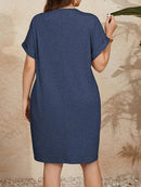 Vestido Falsos Botões Plus Size - Pauline lojasoeconomia