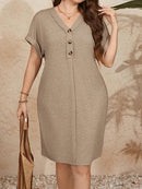 Vestido Falsos Botões Plus Size - Pauline lojasoeconomia