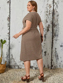Vestido Plus Size Listrado - Adele lojasoeconomia