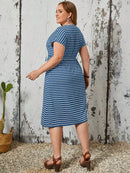 Vestido Plus Size Listrado - Adele lojasoeconomia