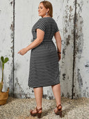 Vestido Plus Size Listrado - Adele lojasoeconomia
