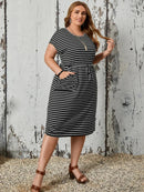 Vestido Plus Size Listrado - Adele lojasoeconomia