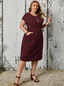 Vestido Plus Size Listrado - Adele lojasoeconomia