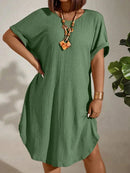 Vestido Textura Leve e Manga Morcego Plus Size - Britney lojasoeconomia