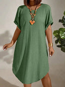 Vestido Textura Leve e Manga Morcego Plus Size - Britney lojasoeconomia