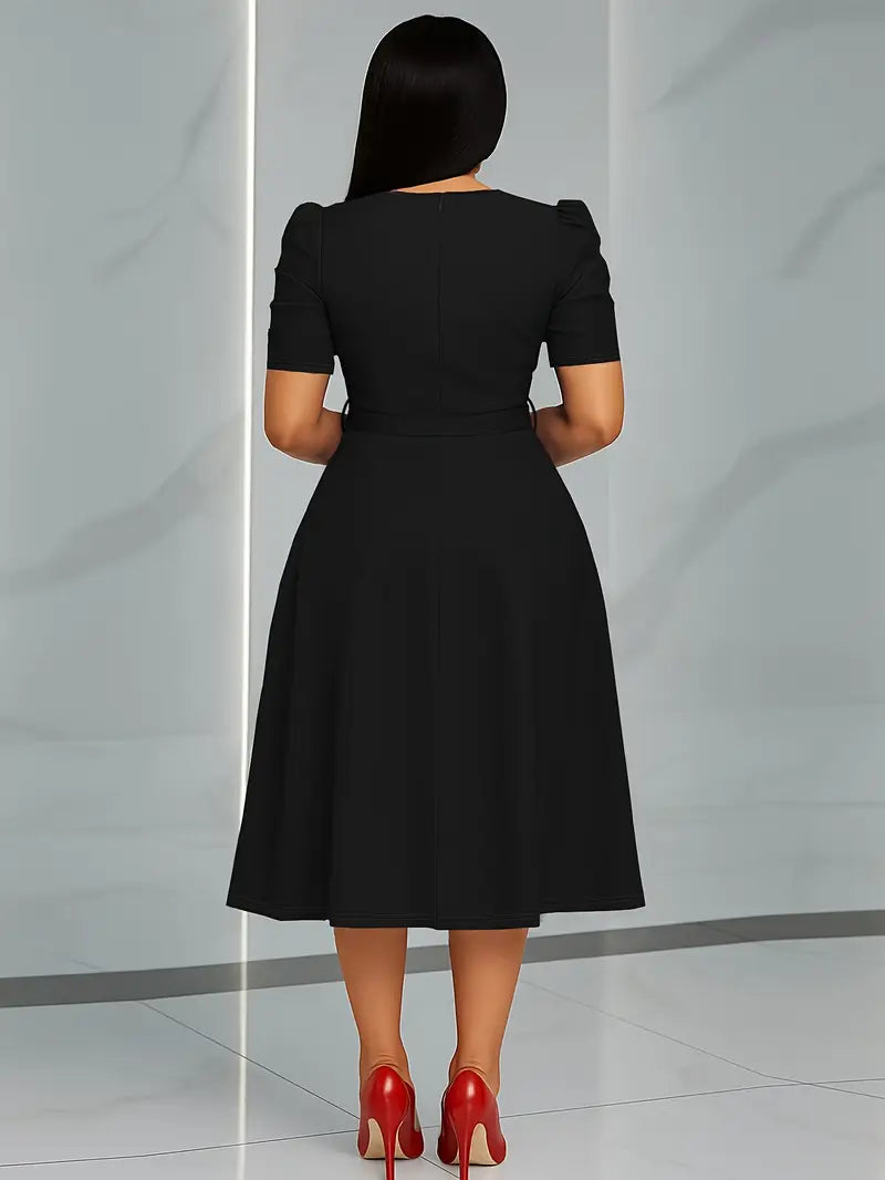 Vestido Moda Evangélica Com Modelagem Cintura - Midi