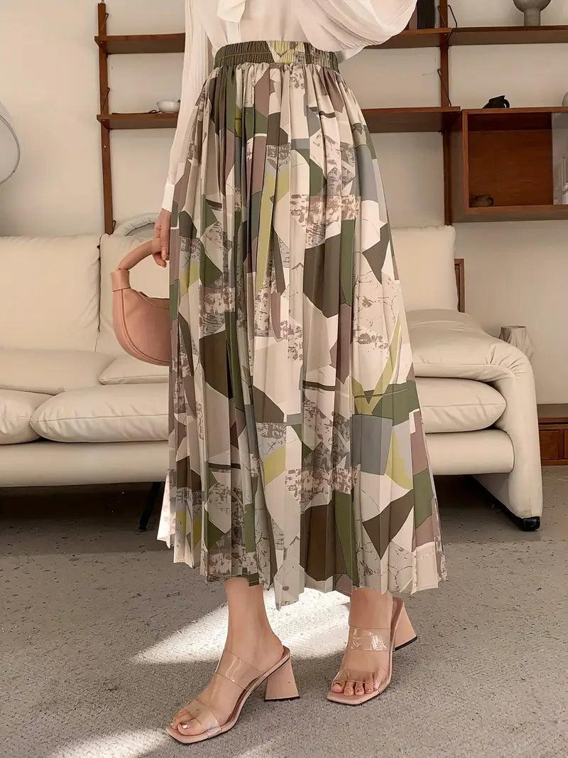 Saia Colorida Cintura Alta Moda Evangélica Com Modelagem - Allane