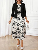 Vestido Moda Evangélica Com Modelagem Cintura + Jaqueta - Valéria