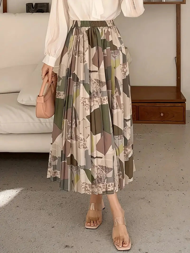 Saia Colorida Cintura Alta Moda Evangélica Com Modelagem - Allane