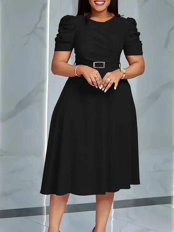 Vestido Moda Evangélica Com Modelagem Cintura - Midi