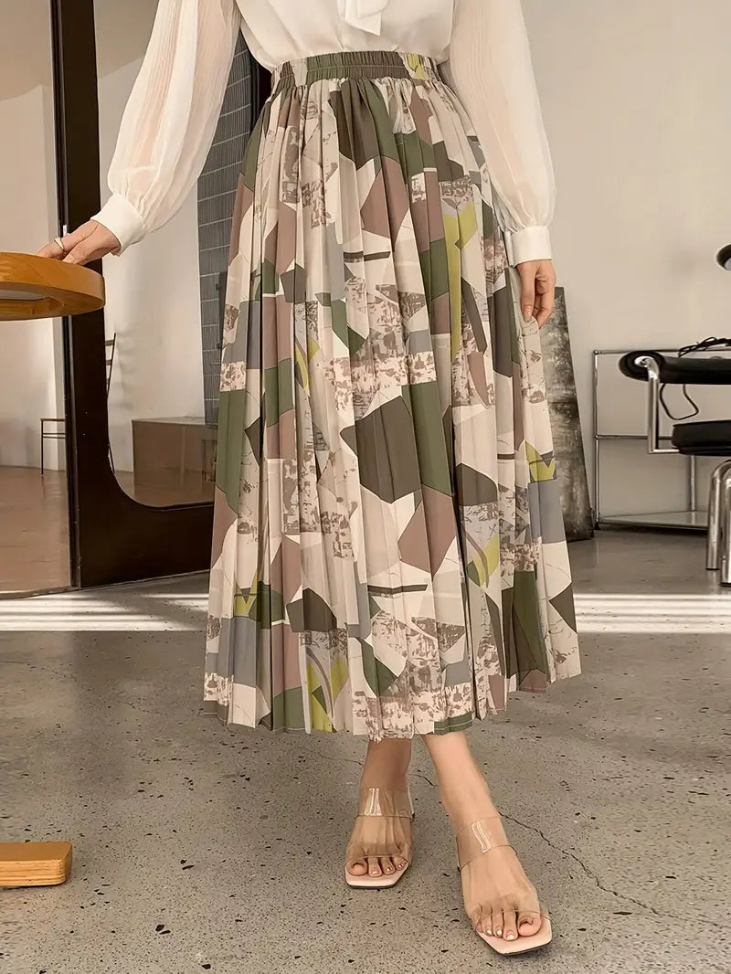 Saia Colorida Cintura Alta Moda Evangélica Com Modelagem - Allane