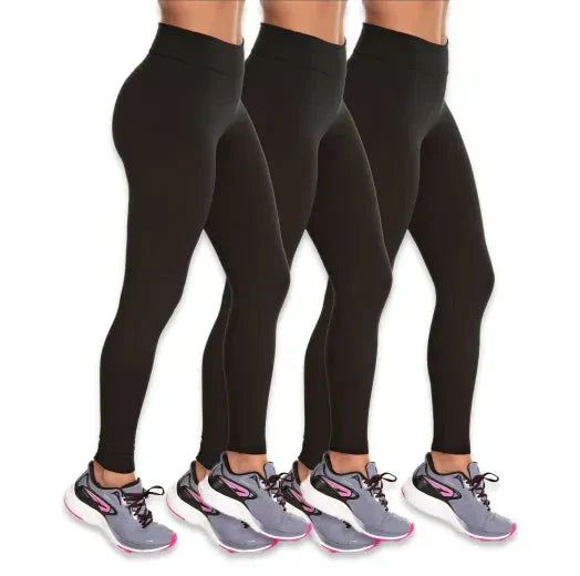 Kit 3 Calças Leggings Fitness Feminina Preta lojasoeconomia Preto G 
