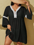 Saída de Praia Plus Size - Lizze lojasoeconomia Preto e Branco G 