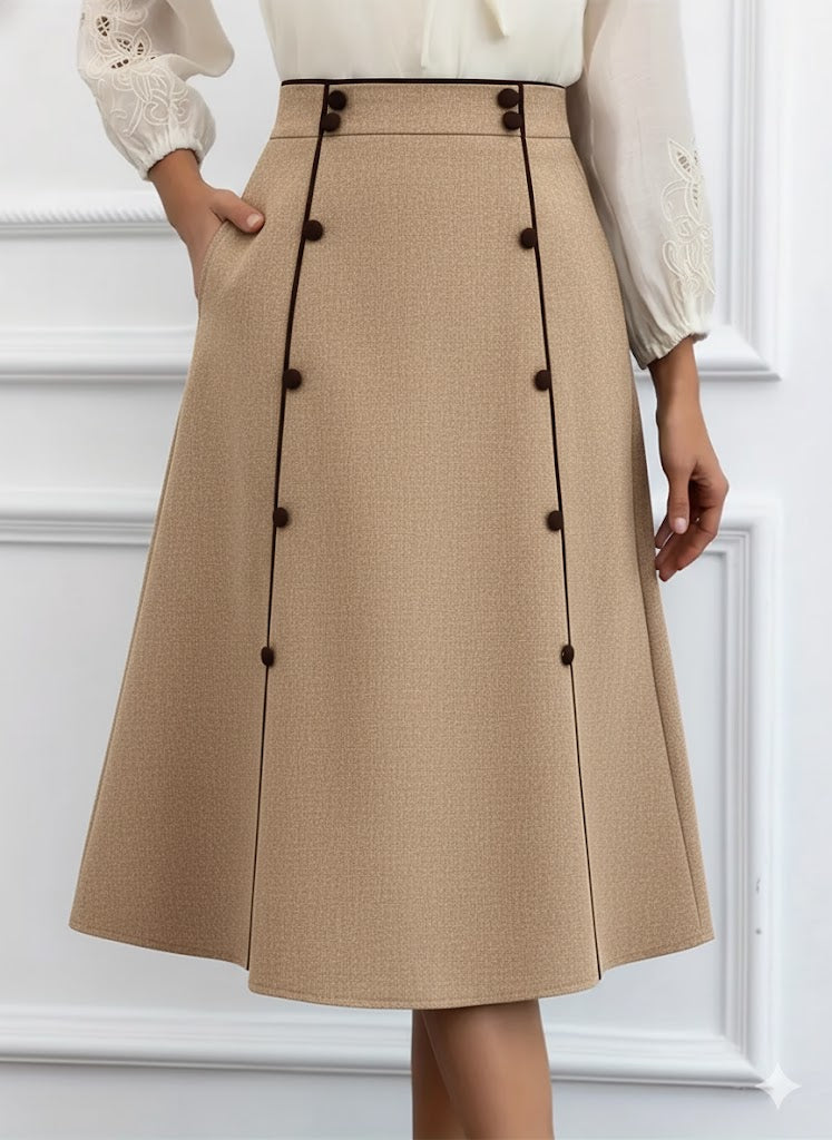 Saia Cintura Alta Moda Evangélica Com Modelagem - Florine