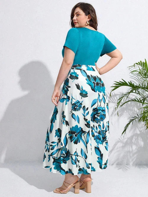 Vestido Estampa Floral e Cintura Marcada Plus Size - Annabelle lojasoeconomia 