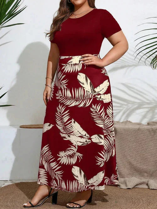 Vestido Estampa Floral e Cintura Marcada Plus Size - Annabelle lojasoeconomia Vermelho G 