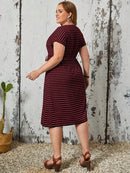 Vestido Plus Size Listrado - Adele lojasoeconomia 