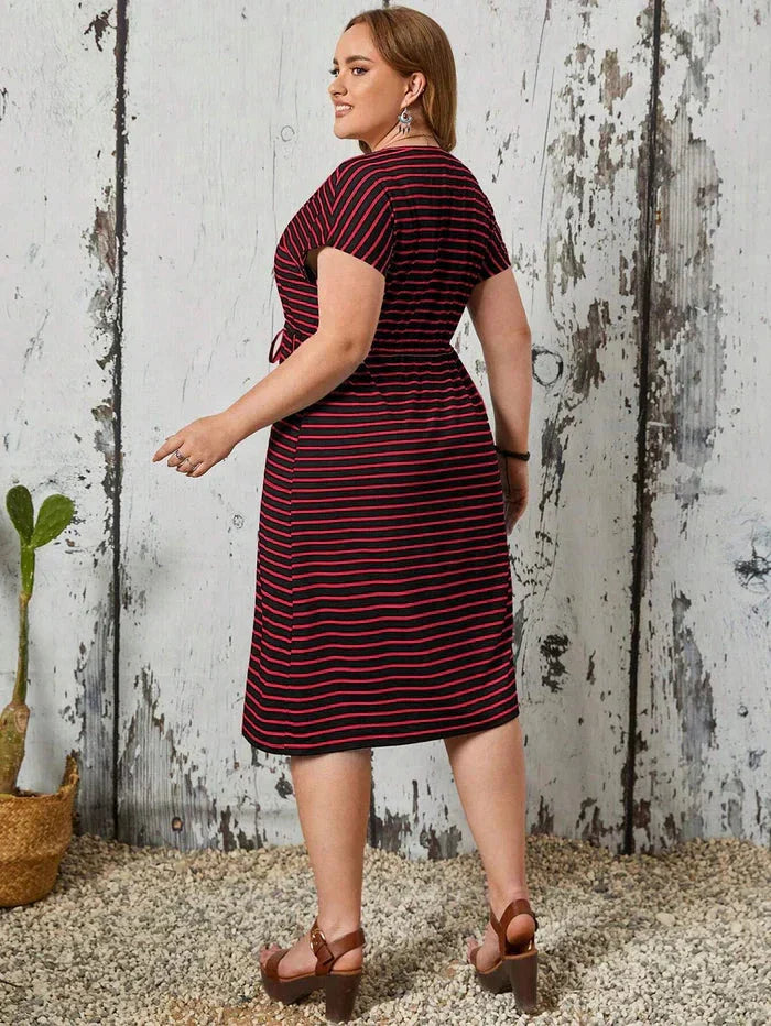Vestido Plus Size Listrado - Adele lojasoeconomia 