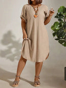 Vestido Textura Leve e Manga Morcego Plus Size - Britney lojasoeconomia 